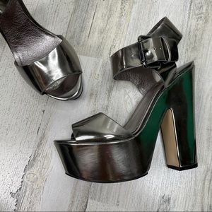 Topshop Larna silver metallic platform sandals